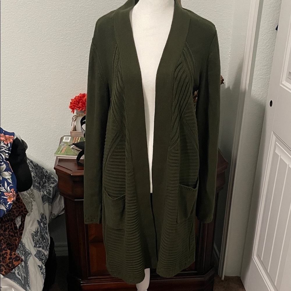 Design History Green Knit Cardigan Sweater